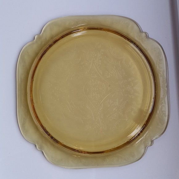 Vintage Federal Glass Recollection Madrid Amber Glass Dinner Plate Sugar Bowl - Picture 2 of 14